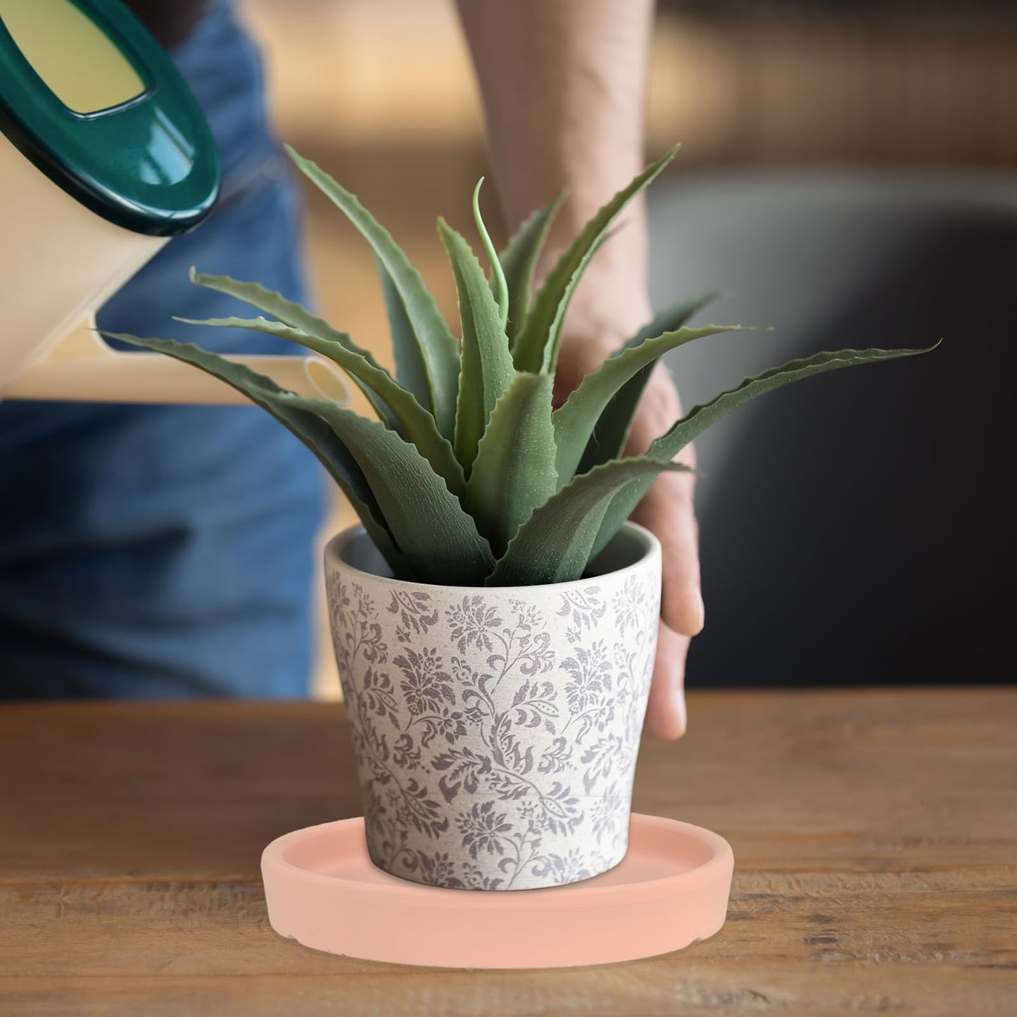 M METERXITY 3 Pack Planter Saucers - Ceramic Plant Tray Flower Pot Drip Trays Round Apply to Outdoor/Garden (4/5/6inch, Turquoise)
