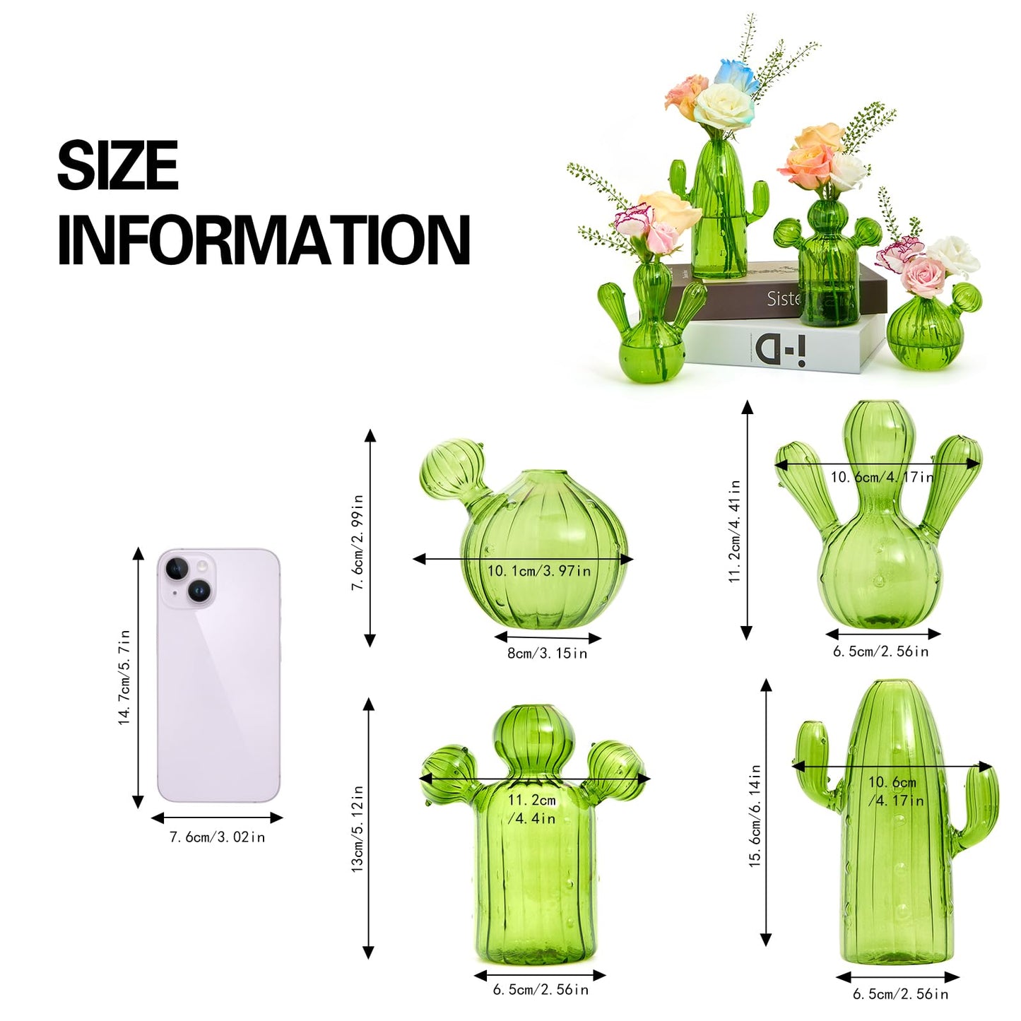 XXXFLOWER Cactus Plant Propagation Station Terrarium Jars for Plant Cuttings Air Plant Holders Unique Glass Flower Vase for Hydroponics Plants for Plant Lovers Home Garden Decor