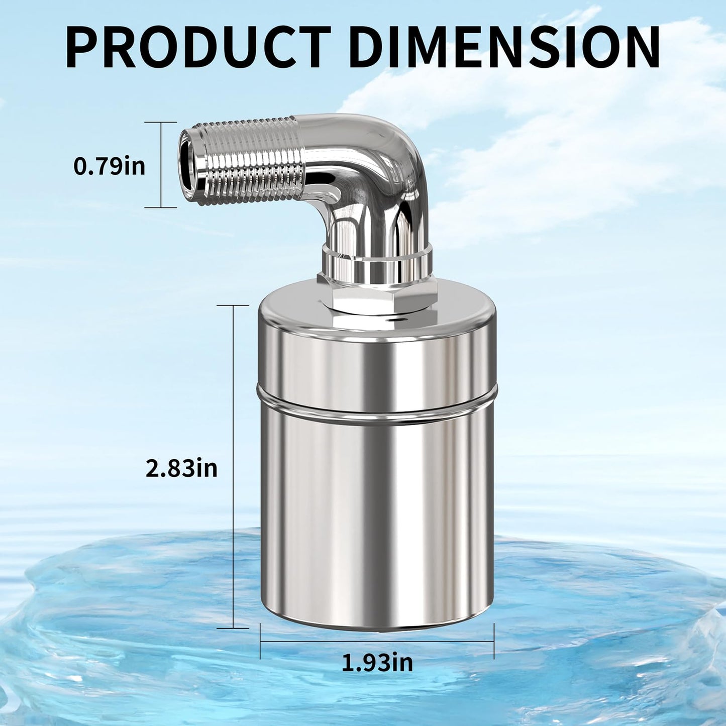 304 Stainless Steel Float Valve for Water Tank – Automatic Water Level Control, 1/2" NPT Thread, No Electricity Needed, Full Water Shutoff for Livestock Troughs, Pools, and Stock Tanks