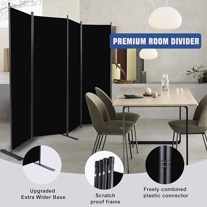 Room Divider 6FT Portable Room Dividers and Folding Privacy Screens, 4 Panel