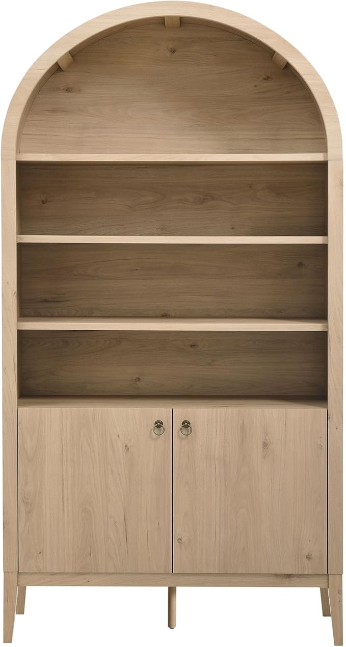 Modway Nolan Tall Arched Storage Display Cabinet in Light Oak