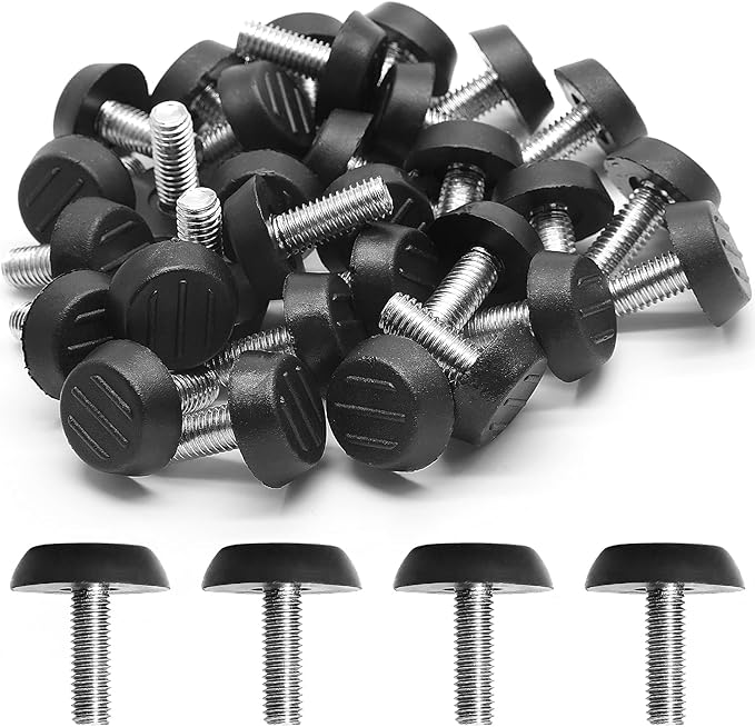 Zorfeter 30 Pcs Screw in Threaded Furniture Adjustable Levelers, M6 x 18mm