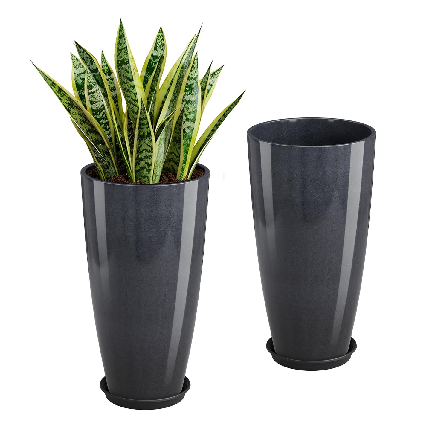 QCQHDU 21 inch Tall Planters for Outdoor & Indoor Plants, 2 Pack Sturdy Plant-Flower-Tree Pots for Front Porch Patio Deck Living Room Decor