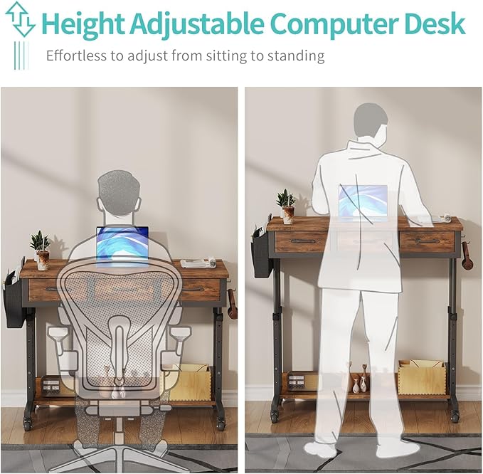WINAZ Rolling Standing Desk Adjustable Height