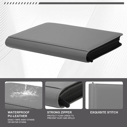 Toploader Binder,Trading Card Binder Storage Hold up 288 Cards 9-Pocket Top Loader Binder with Sleeves for 3"x4" Rigid Toploaders Hard Cases (9Dark Grey)