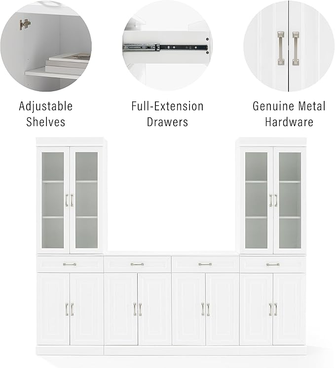 Crosley Furniture Stanton 3-Piece Sideboard Buffet Cabinet and Glass Door