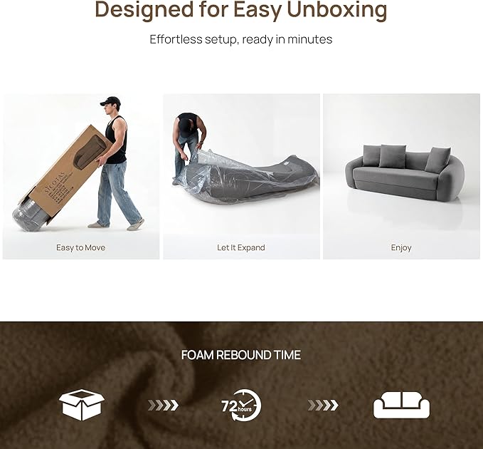 SICOTAS Curved Sofa Couch Bed for Living Room Convertible Futon Cloud Boneless