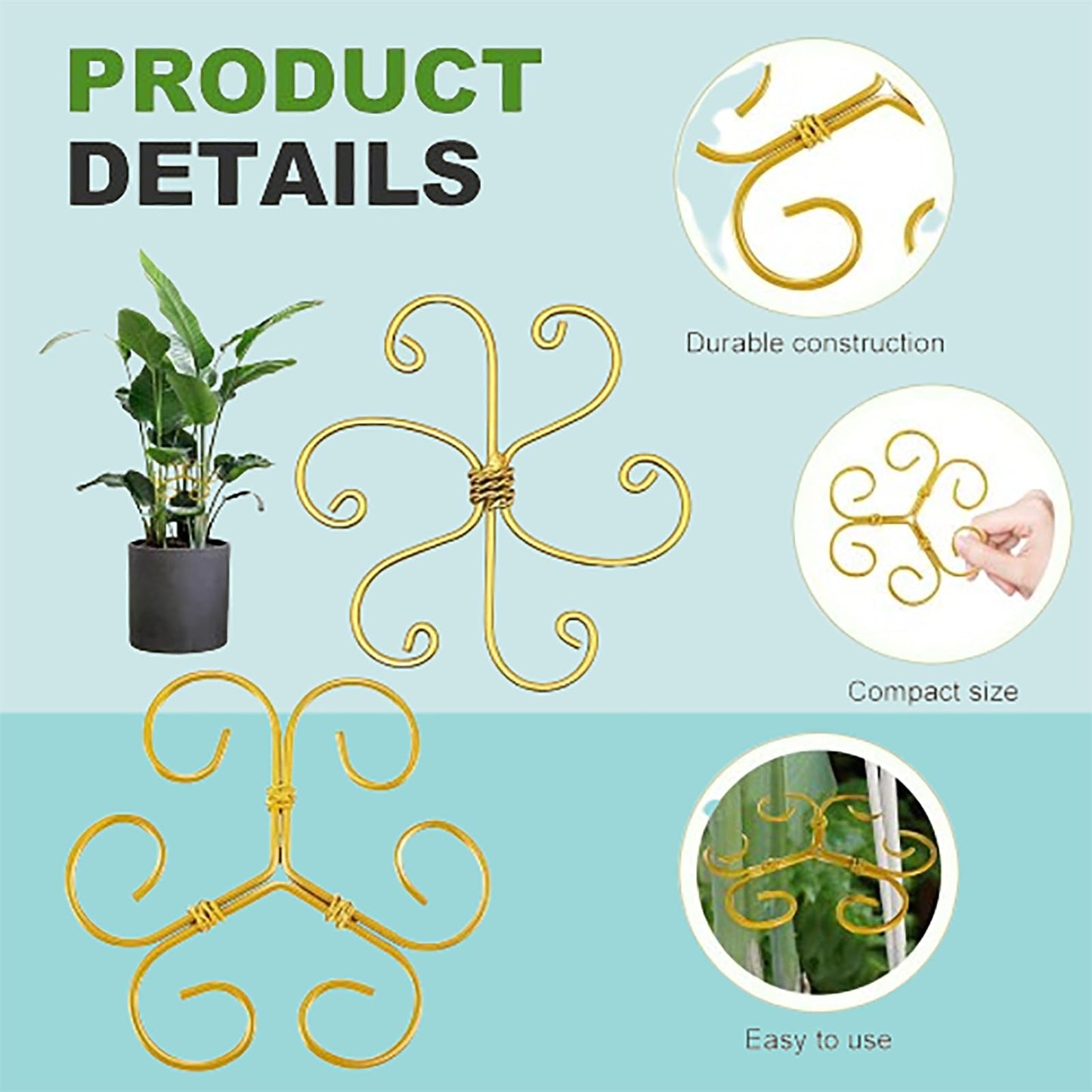 Plant Stem Support Set, Reusable Plastic Climbing Plant Supports Plants Trellis Plant Support for Indoor Plants, Upgrade Plastic Reusable Plant Stabilizer, Indoor Plants Accessories (Heart, 3pcs)