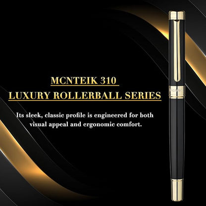 Black Lacquer Rollerball Pen - Stunning Luxury Pen, 24K Gold Plating, Schmidt Refill, Precision Flow Ink, Best Roller Ball Gift Set for Men & Women, Professional, Executive Fancy, Nice Pens