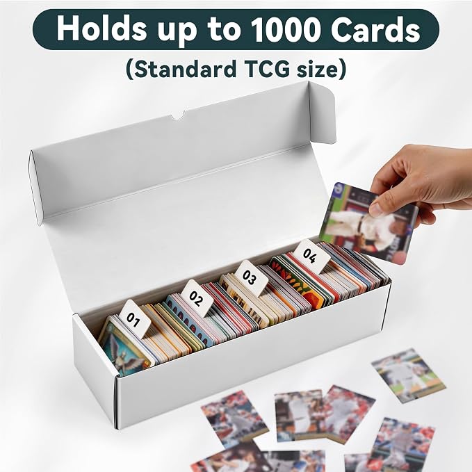 Trading Card Storage Box 6-Pack, 1000 Count Heavy Duty Corrugated Cardboard Box - Bulk Organizer for TCG, MTG,Sports & Collectible Cards, 12.8 INCH Horizontal