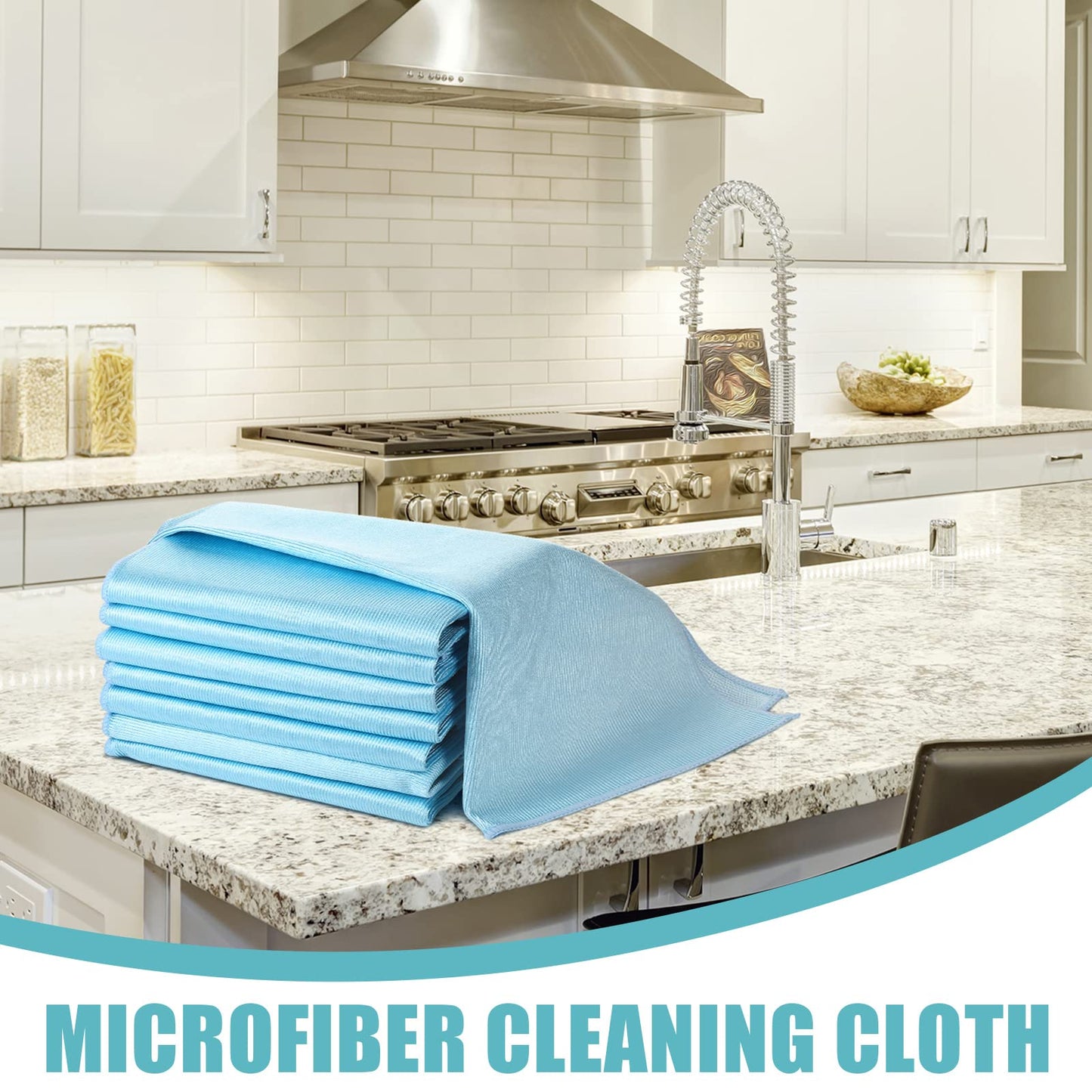 Tatuo 18 Pcs Microfiber Glass Cleaning Cloths (16 x 16) Polishing Cloth - Streak Free - Lint Free - Quickly Clean Windows, Glasses, Windshields, Mirrors, Stainless Steel, Monitor(Blue)