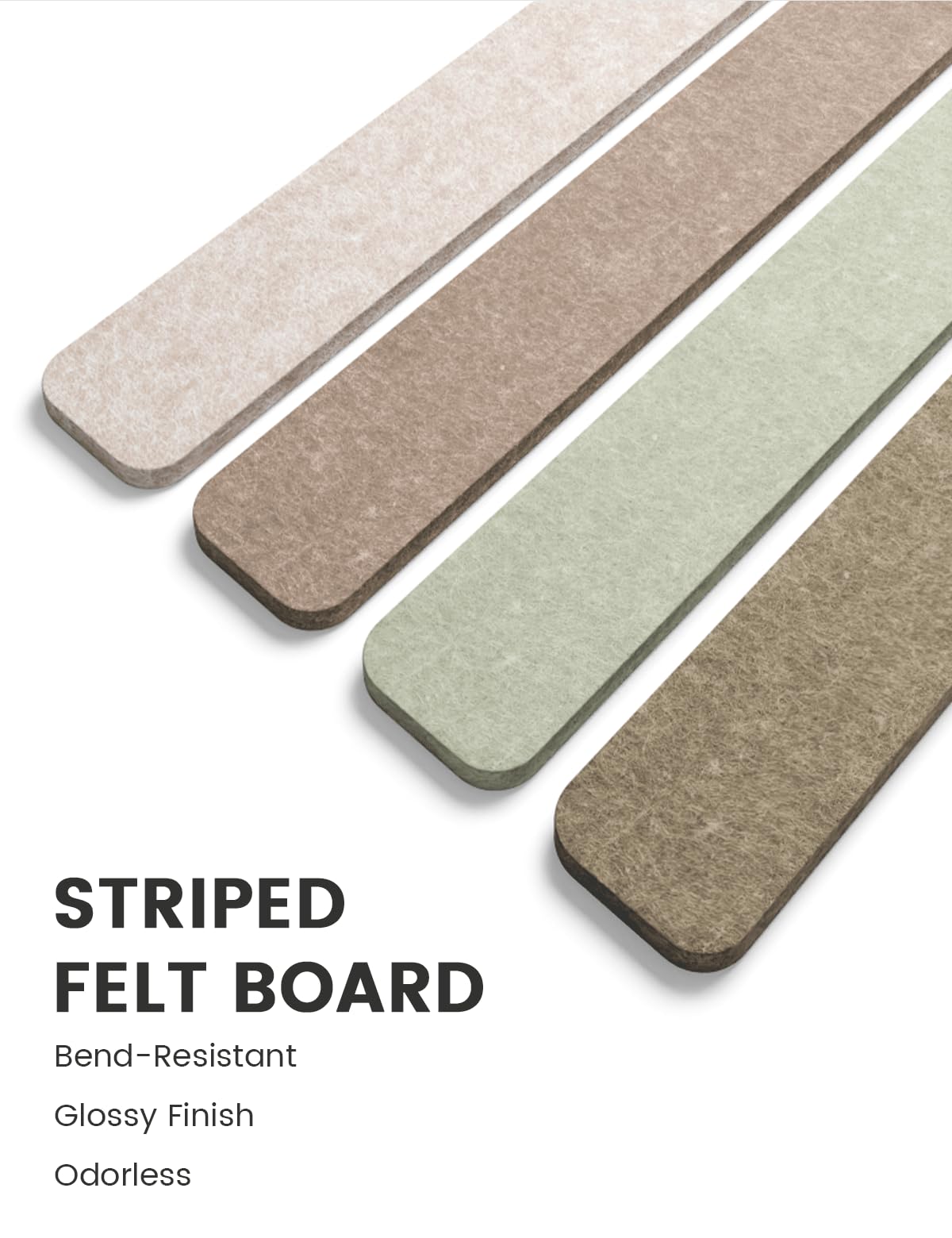 Fluxynara Cork Board Alternative Felt Strip Board 8-Pack 13"x2", Office Pin Board with 50 Push Pins, Adhesive Install for Bedroom Door & Home Office (Linen Dusk)