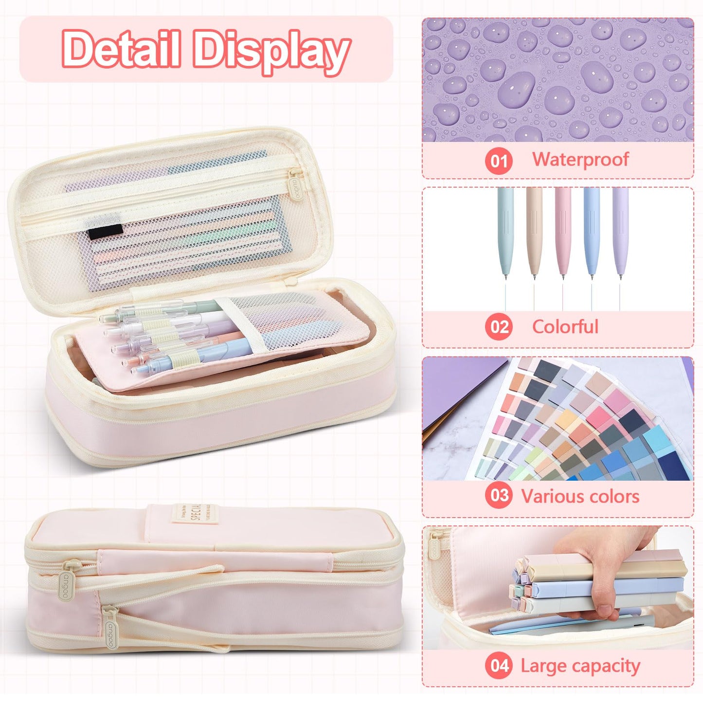 Trandraft 135 Pcs Book Annotation Kit with Pencil Case, 12 Pastel Highlighters, 11 Gel Pens, Fine Marker, 300 Transparent Sticky Notes, 2640 Index Tabs, Bible Study Supplies Kit(Classic,Pink)