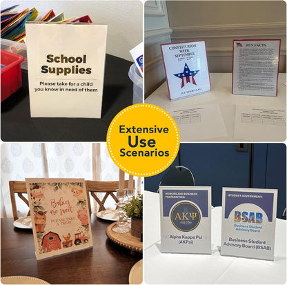 3 Pack Acrylic Sign Stand Holders, 8.5 x 11 Clear Plastic Table Paper Display Stand, Suit for Displaying Posters, Picture, Flyers, Menu
