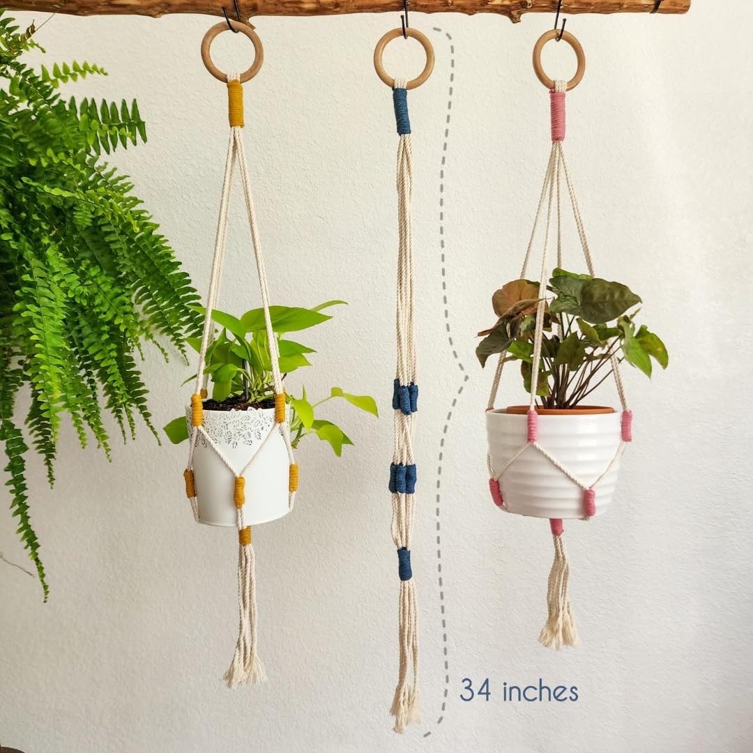 Handmade By Uruba Color Block Plant Hangers (Cozy Oasis)