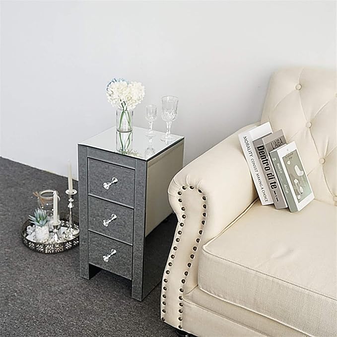 Mirrored End Table Modern Small Sofa Corner Table