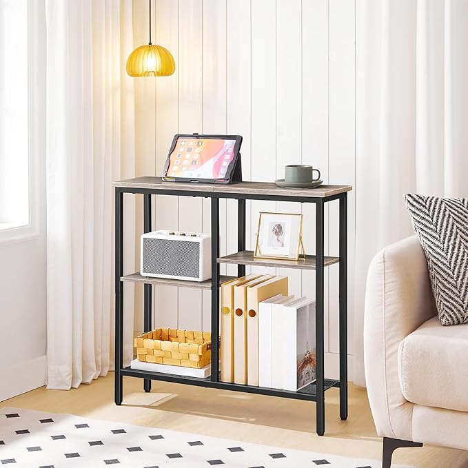 HOOBRO Narrow Console Table, Sofa Table, 4-Tier Industrial Entryway Table