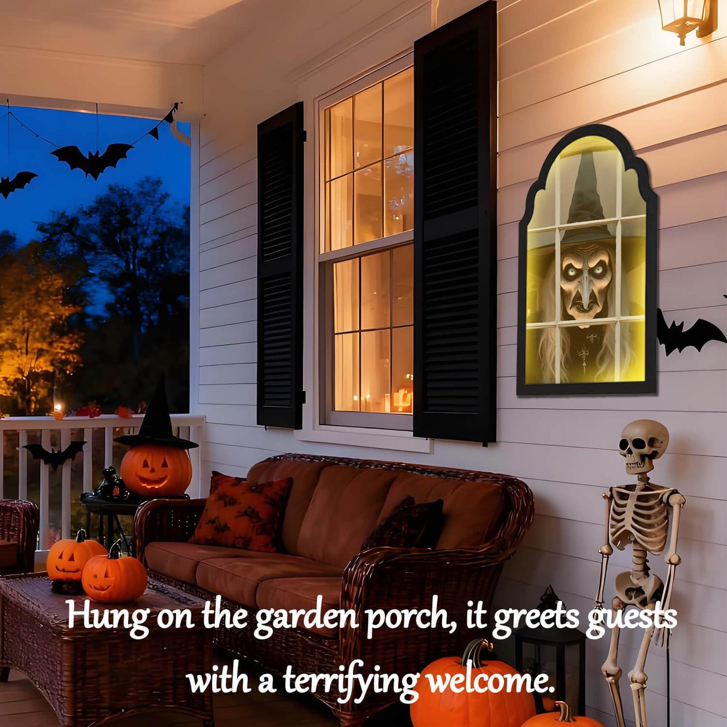 EZTZMCN 2025 Halloween Decorations Indoor - 15" x 9" Ghost Hologram Mirror with Witch, Spooky Wall Mirror - Decoration for Home Bedroom Party Room (No Battery)