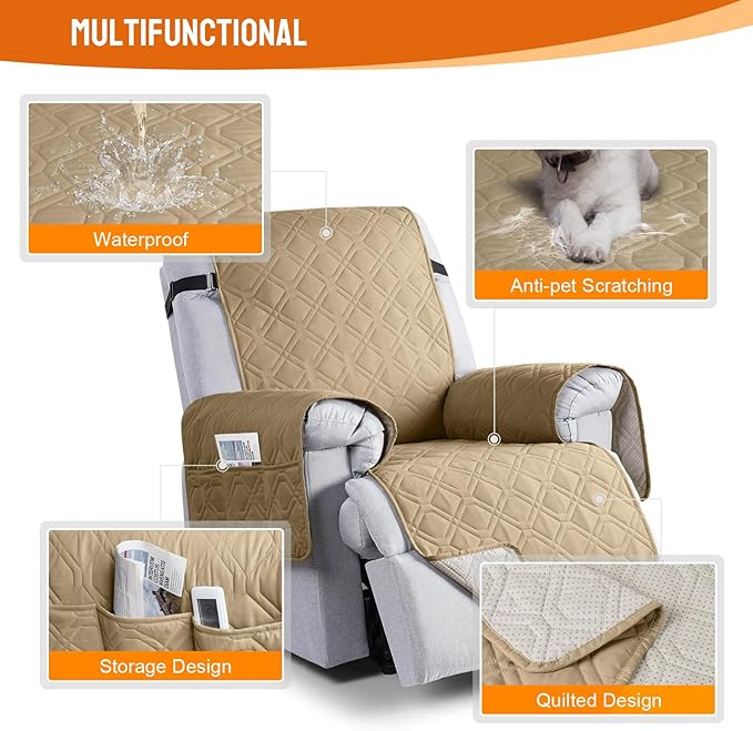 VANSOFY 100% Waterproof Recliner Chair Covers, Recliner Cover Non-Slip Dog