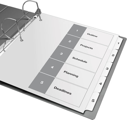 Davis Group 1-5 Index Tab Dividers for 3 Ring Binders, Customizable Table of Contents, 6 Sets