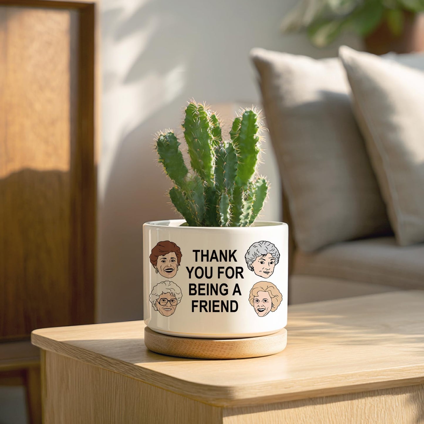 Friend Gifts for Women, Funny Succulent Planter, Flower Cactus Plant Pot, Friendship Gifts for Friend Bestie Sister Birthday, Thank You for Being a Friend Golden Girls Merchandise (Plant Not Included)