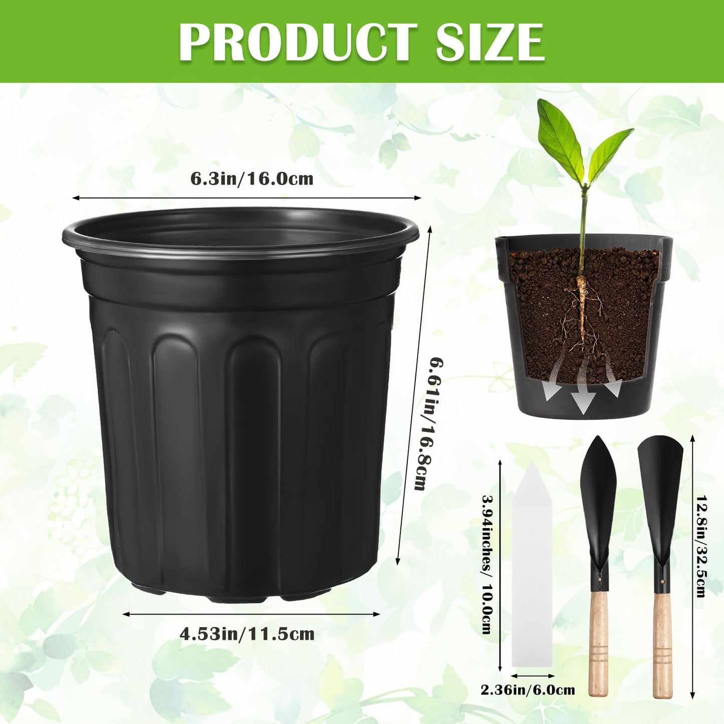 RimCereal 600 Pcs 1 Gallon Plastic Plants Nursery Pots Bulk with 600 Plant Labels, Thickened Soft Black Seedling Pots with Drainage Holes, Flower Plant Containers for Succulents Supply