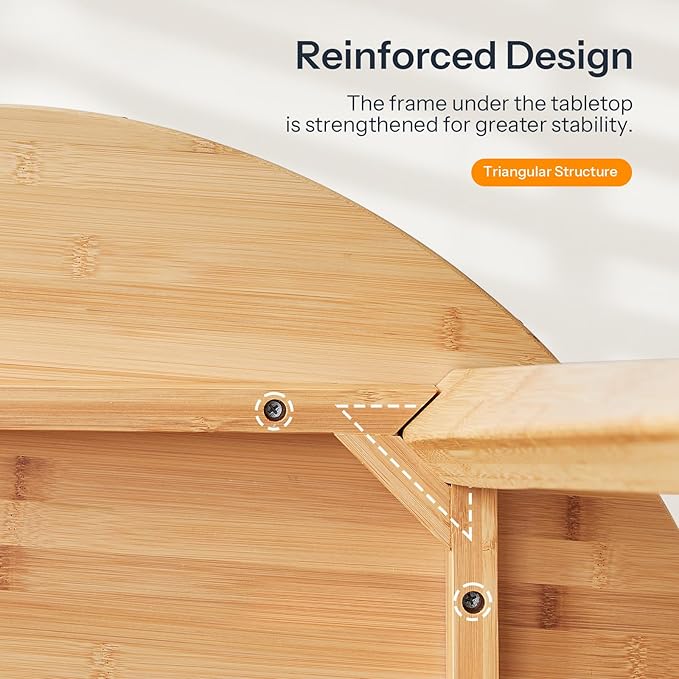 HOOBRO Bamboo Dining Table, Round Dining Table