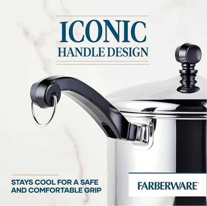 Farberware Classic Series Stainless Steel Sauce Pan with Lid, 3-Quart, Stainless Steel Pans, Induction Cookware