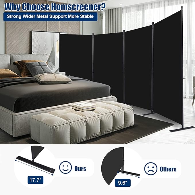 Room Divider 6FT Portable Room Dividers and Folding Privacy Screens, 4 Panel