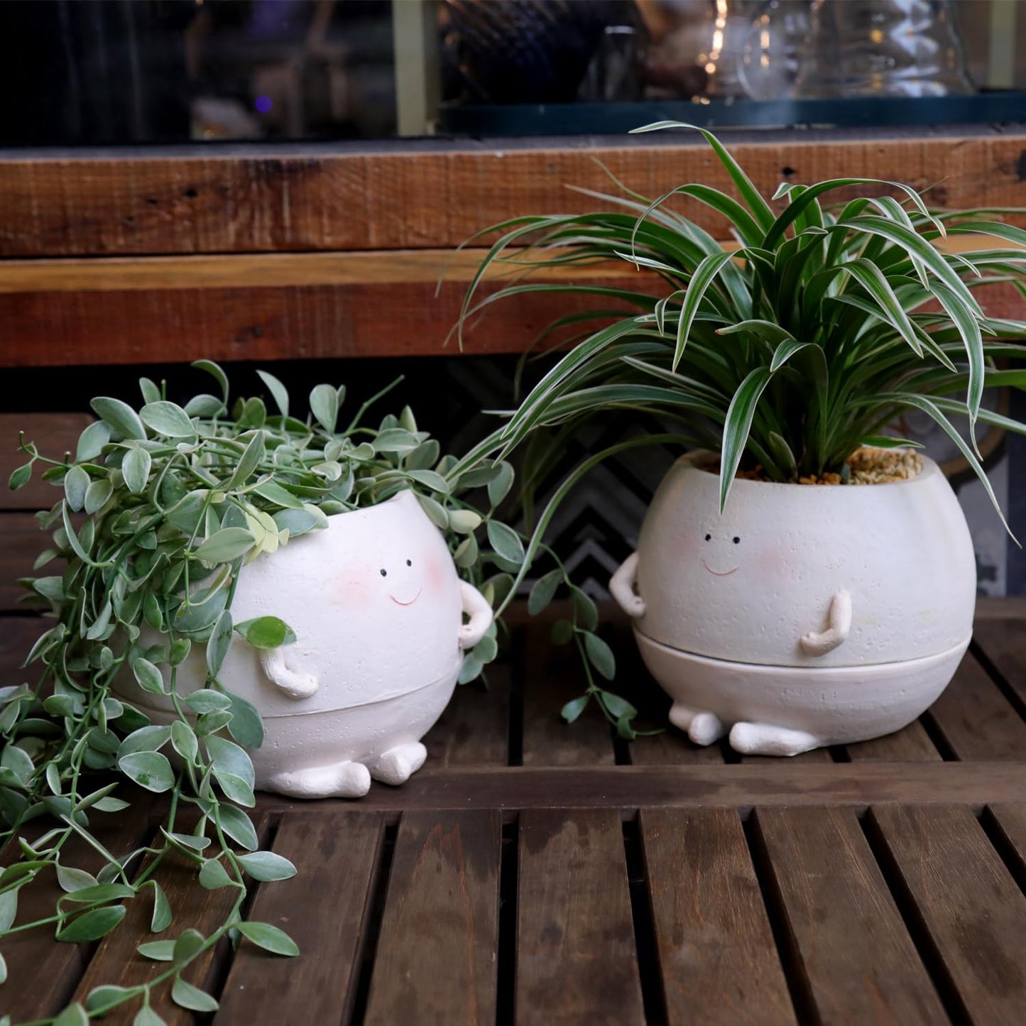 Pricetail Smiley Face Self Watering Planter Pots for Indoor Outdoor Plant with Drainage Hole, Cheerful Kids Face Planters Pots Lovely Gift for Mother's Day, Christmas