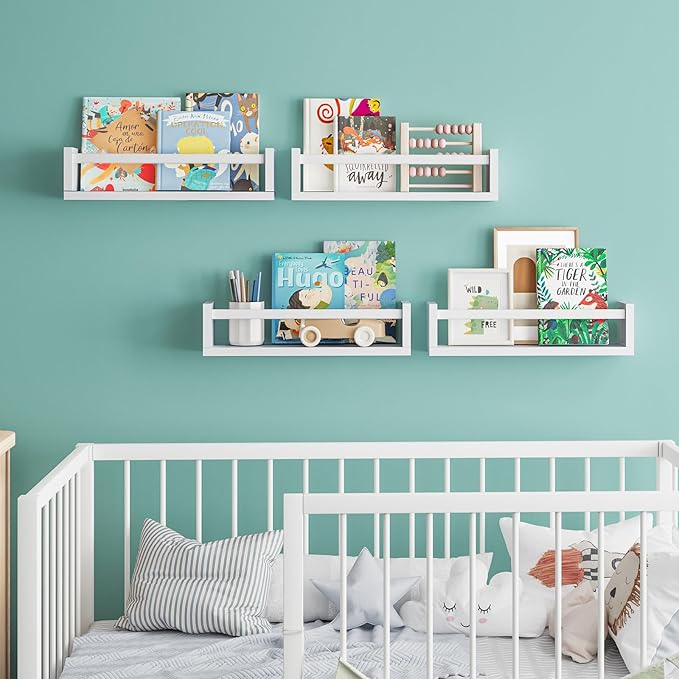 Fixwal Floating Book Shelves for Wall, 16.5 Inch Nursery Book Shelves for