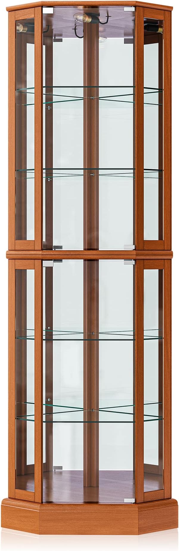 BELLEZE Lighted Curio Cabinet Corner Display Case