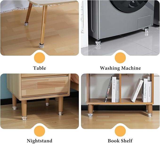 Furniture Risers 1 inch Adjustable, 4 Pack 0.9"-1.7" Metal Table Leg Risers