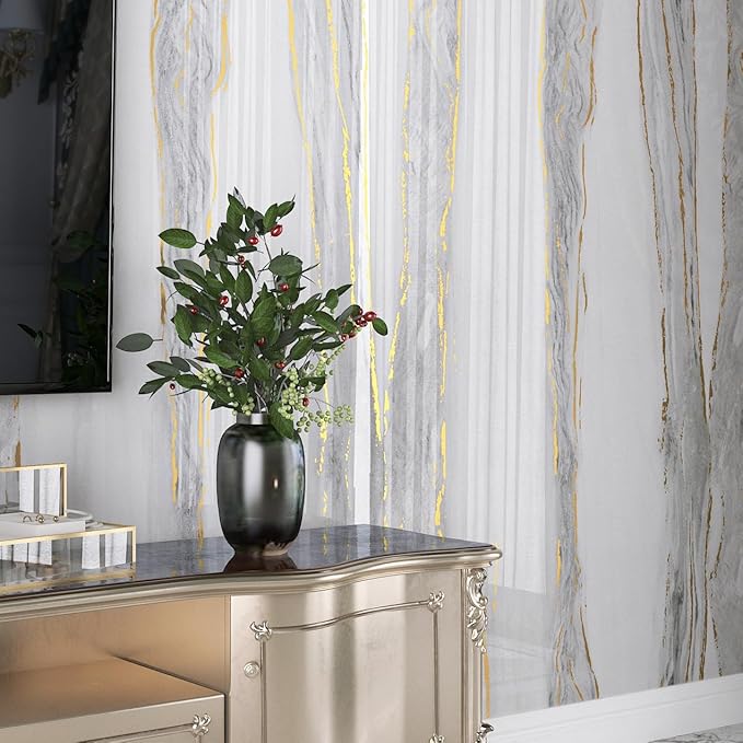 LaCheery Glossy Gold White Marble Contact Paper Waterproof 15.8"x275" Kitchen