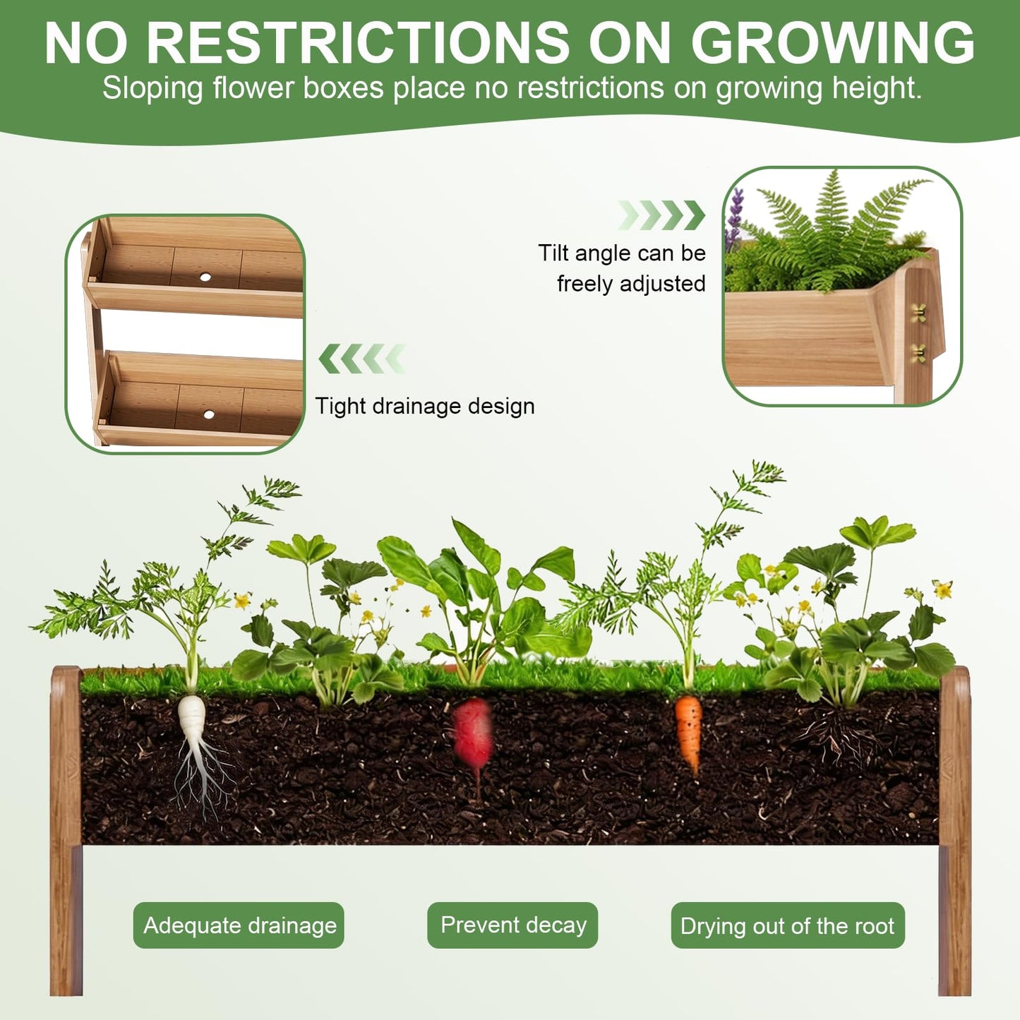 Baotree 4 Tiers Vertical Wooden Raised Garden Bed, Tiered Standing Garden Planters Outdoor, Garden Tower Wooden Planter Box for Planting Herbs Flowers Vegetables Indoor Outdoor Gardening