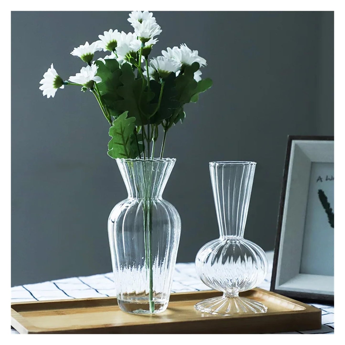 Transparent Hydroponic Vases Container Bottle Plant Arrangement Glass Table Creative Terrarium Flower Pot(4.5X13X6CM)