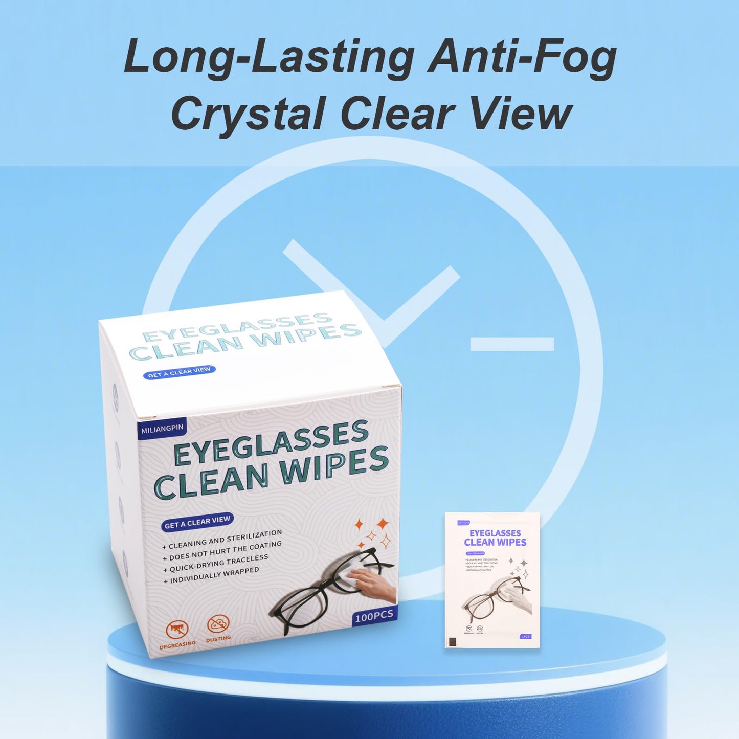 Disposable Lens Cleaning Wipes, Large 4.7" x 5.9" Size, 200 Count (2 Packs of 100), Multi-Purpose Cleaning Cloths for Glasses, Screens, Camera Lenses