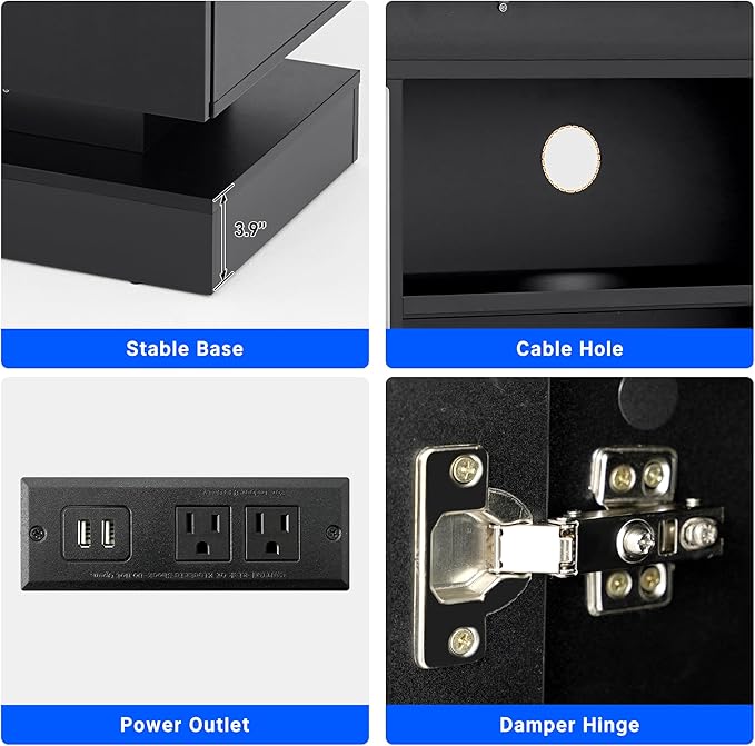 chartustriable 71IN LED TV Stands w/40 inch Fireplace Power Outlet