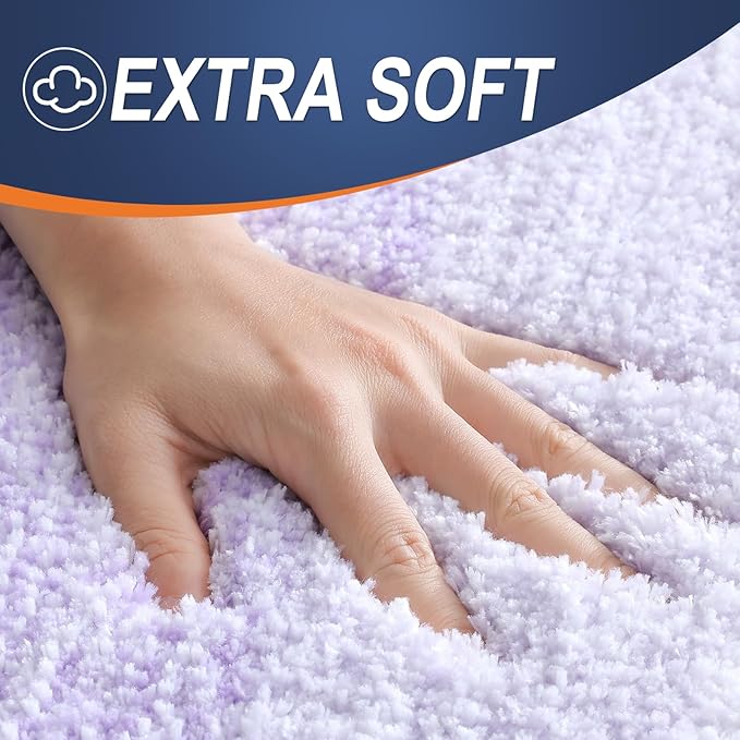 OLANLY Bathroom Runner Rugs Mat 59x20, Extra Soft Absorbent Microfiber Bath Rug, Rubber Backing, Quick Dry, Washable Long Bath Mats for Bathroom, Tub and Shower, Home Decor Accessories, Light Purple