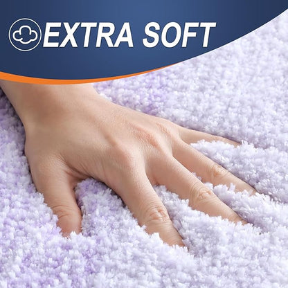 OLANLY Bathroom Runner Rugs Mat 47x20, Extra Soft Absorbent Microfiber Bath Rug, Rubber Backing, Quick Dry, Washable Long Bath Mats for Bathroom, Tub and Shower, Home Decor Accessories, Light Purple