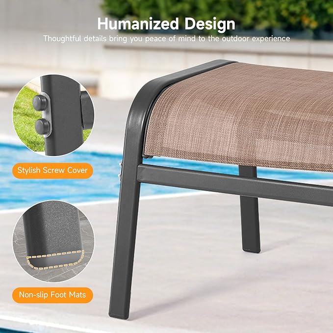 ONBRILL Outdoor Ottoman Set of 2, All Weather Outdoor Foot Stool