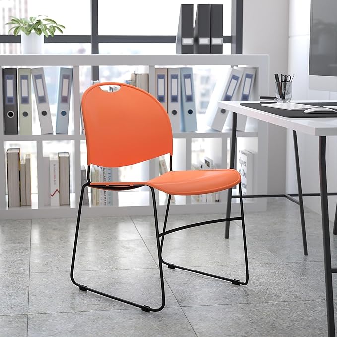 Flash Furniture HERCULES Series 880 lb. Capacity Orange Ultra-Compact Stack