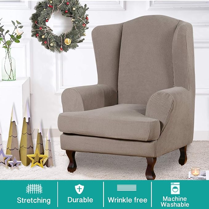 Turquoize Wingback Chair Covers 2 Piece Wing Chair Slipcover Stretch Slipcovers