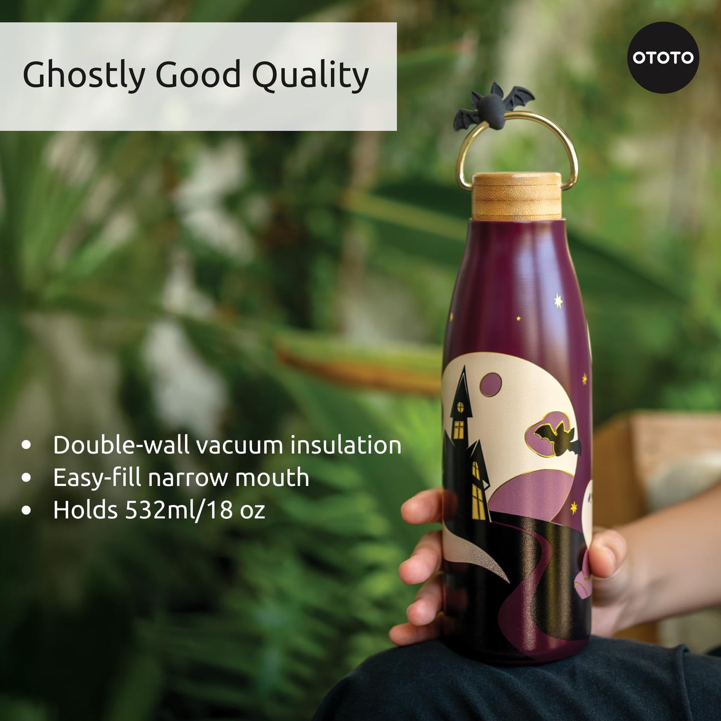 OTOTO Spooky Bootle - Halloween, Halloween Tumbler, Accessories, Insulated Water Bottle, Stainless Steel, Cute Water Bottle, Leak Proof Water Bottles, Spooky, Witchy, Goth Gifts, 18oz.