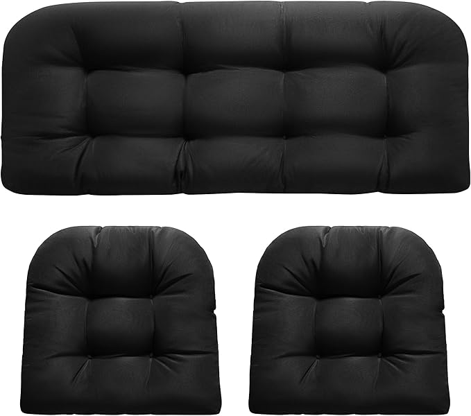 DANGHOOGY Wicker Chair Cushions, Waterproof Outdoor Loveseat Cushions