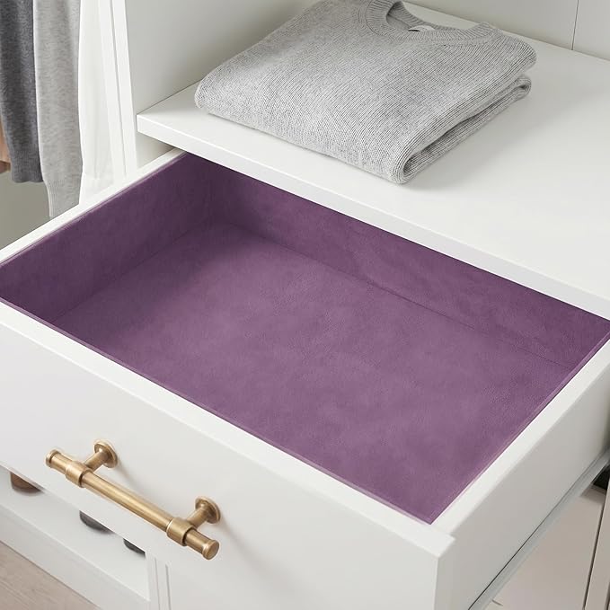 VEELIKE Lavender Purple Velvet Drawer Liner Self Adhesive Velvet Contact Paper