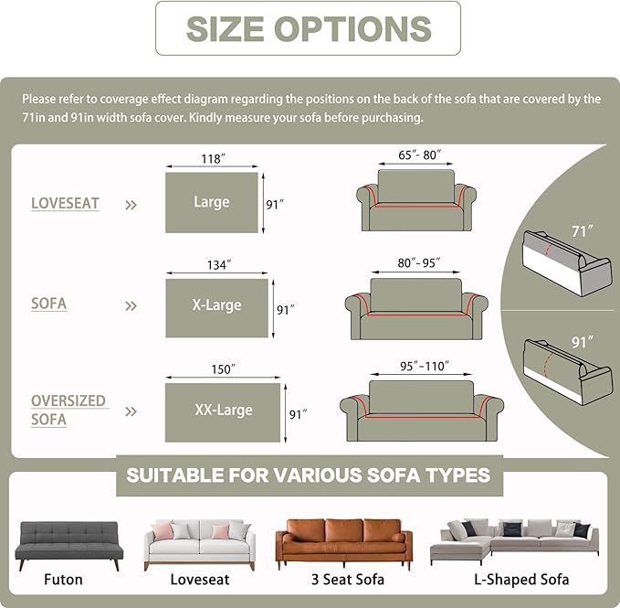 DREAMINGO Sofa Covers Washable Thick Chenille Couch Cover