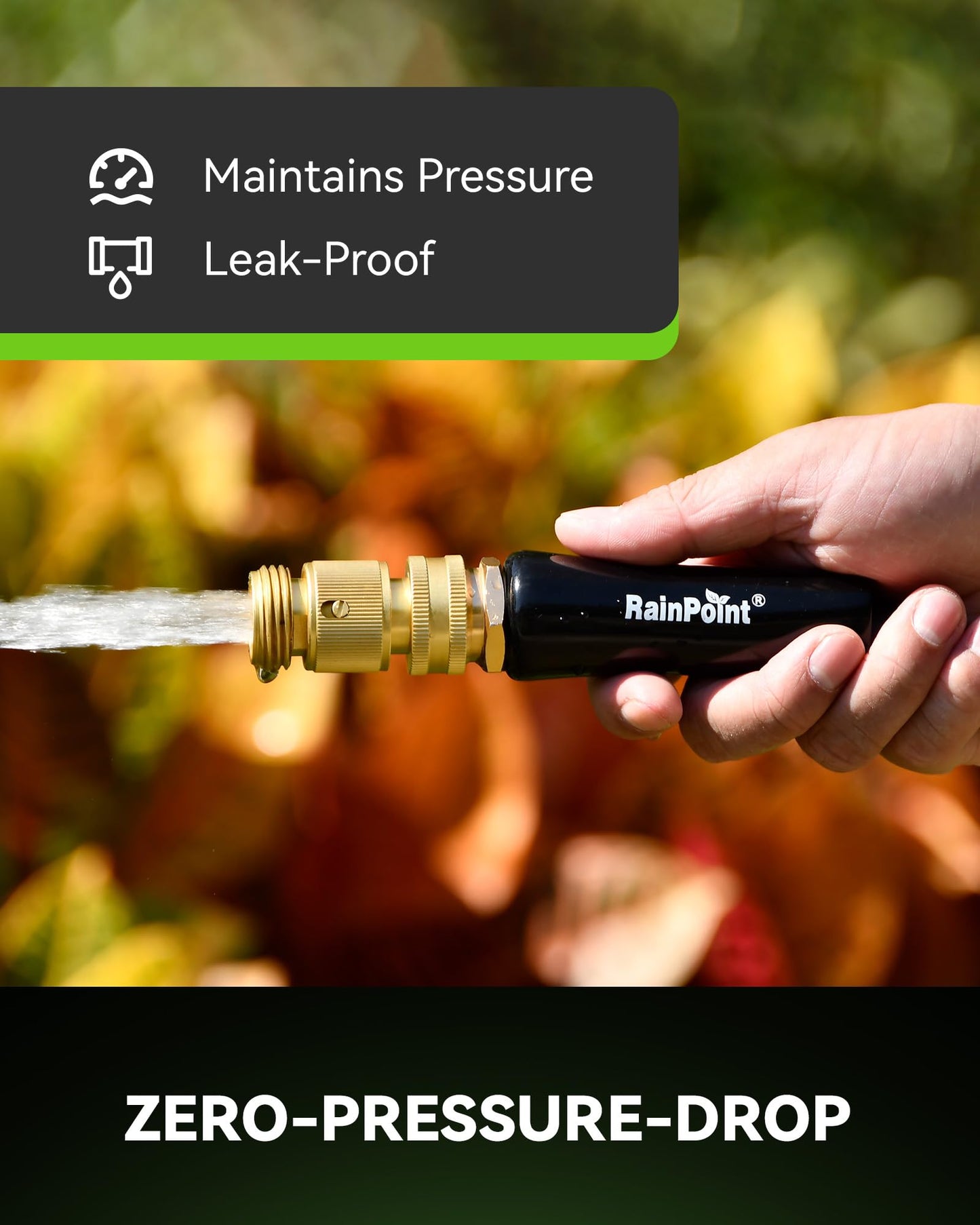 RainPoint Quick Connect Hose Fittings 3/4" GHT - Solid Brass Garden Hose Connectors, No-Leak Design & Universal Fit for Instant Connection (2 Sets)