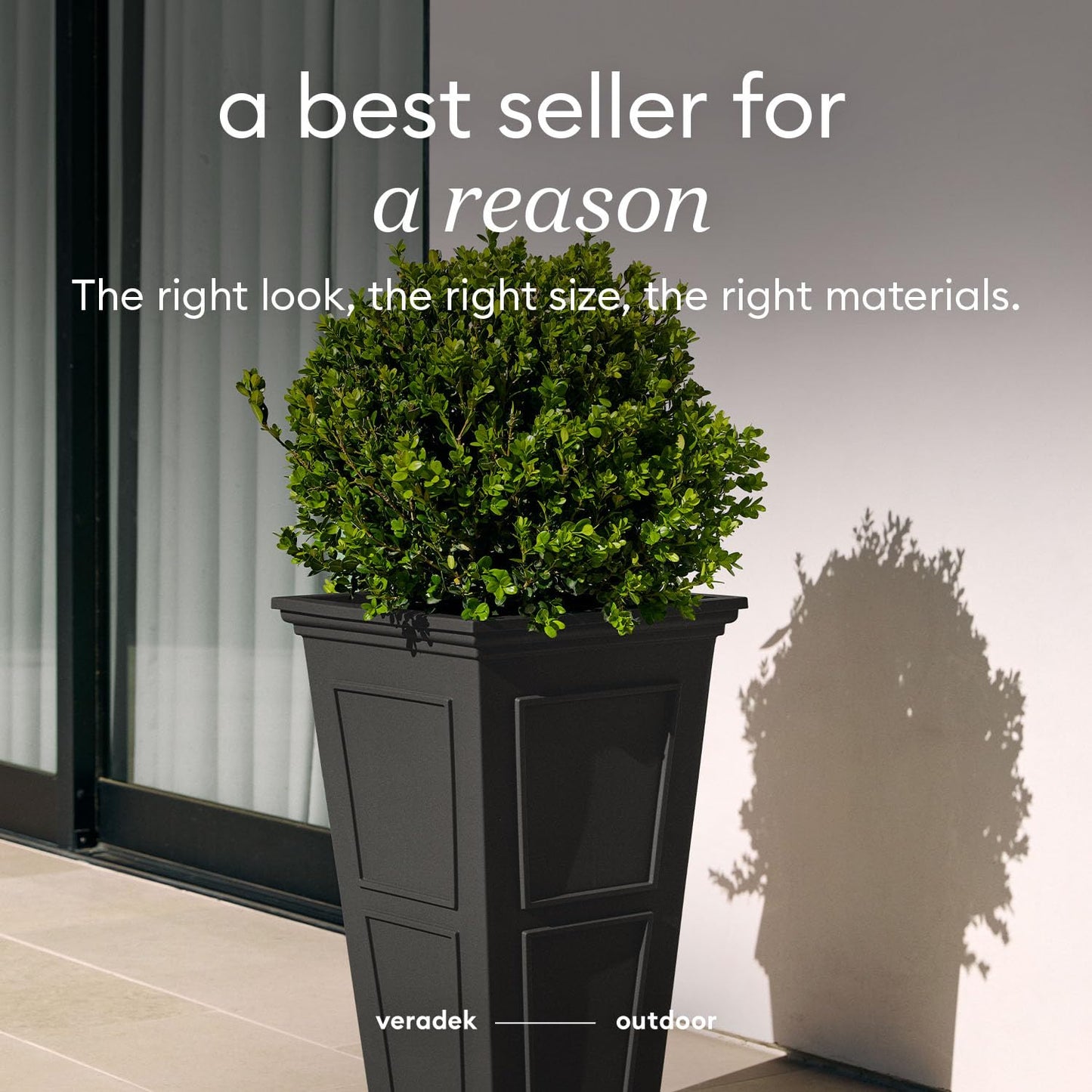 Veradek Brixton Series Tall Planter - Large Outdoor Planter for Front Porch/Patio | Crack-Resistant Plastic for All-Weather Use | Classic Estate Design for Tall Plants, Flowers, Trees