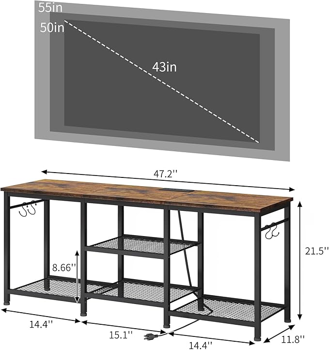 YGEOMER TV Stand for Up to 55 Inch Tvs, Entertainment Center